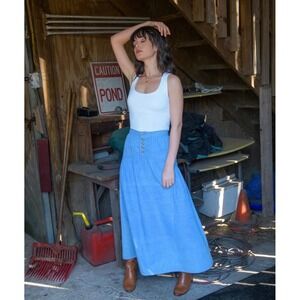 Elizabeth James The Label Phoebe Denim Maxi Skirt Light Wash Blue Cotton Medium